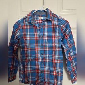 Cat & jack Blue and orange Plaid button up Shirt